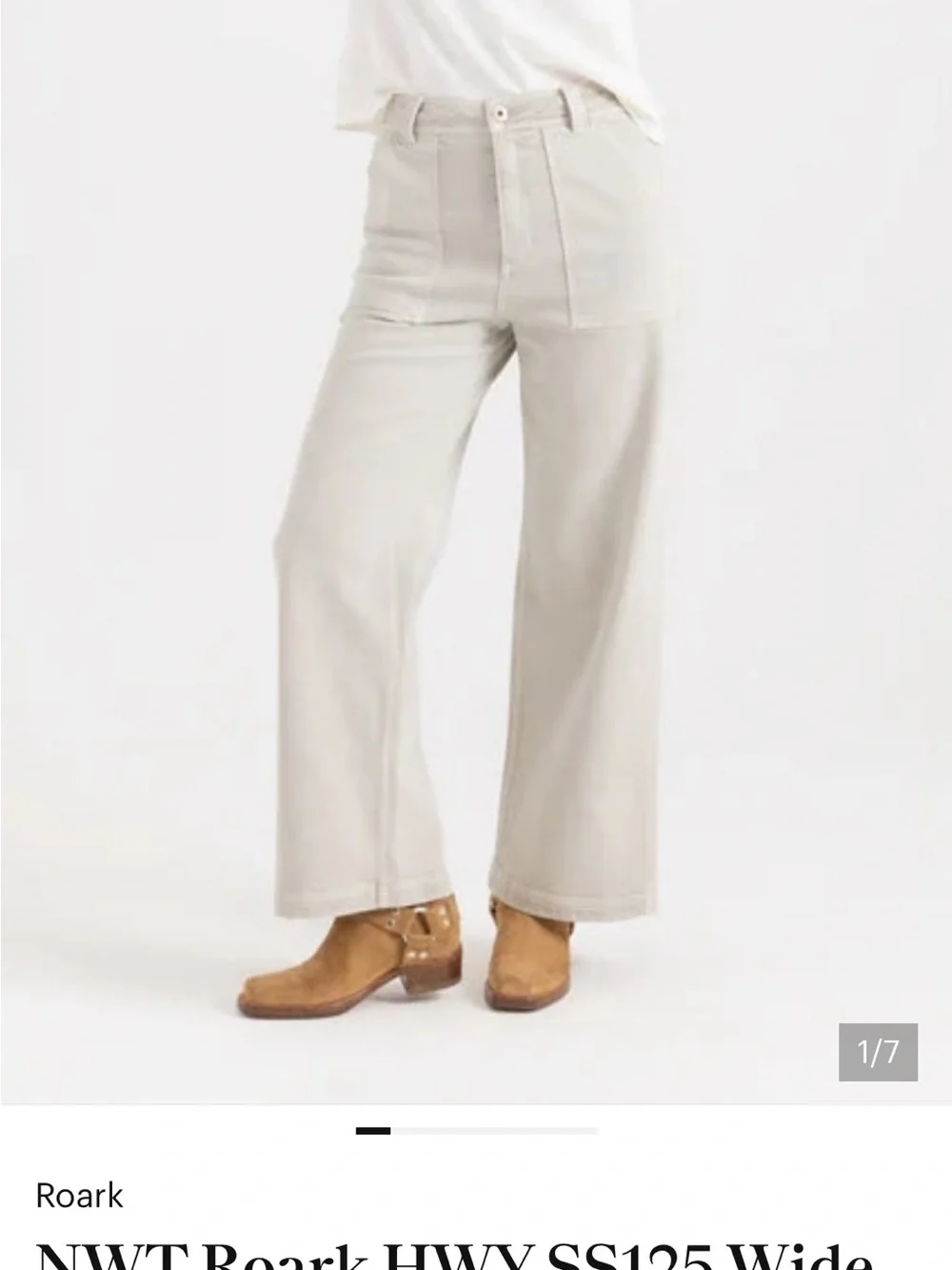 NWT ROARK HWY SS125 Wide Leg Sailor Fit Jeans Color Cement Size 27 Retail $99